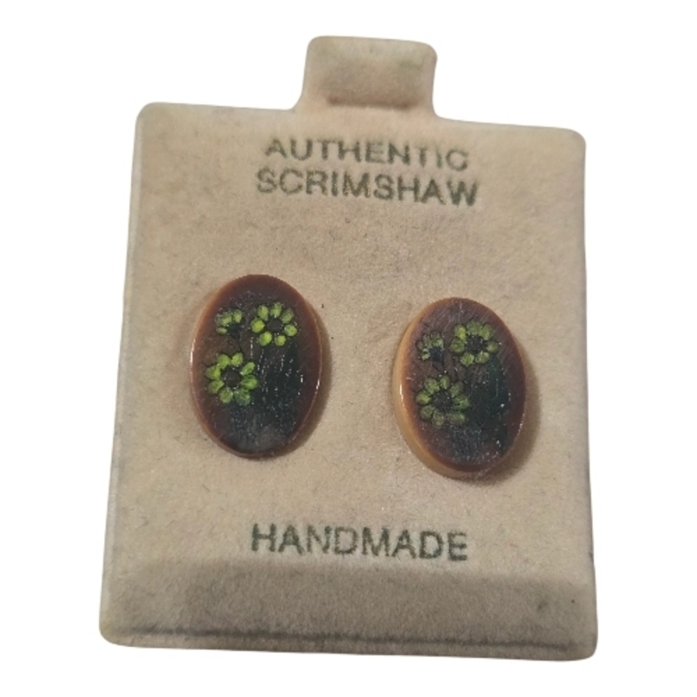 Source Unknown Green Floral Earrings - Picture 2 of 4